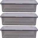 Cabilock 3Pcs Flatware Tray with Lid and Drainer, Plastic Silverware Drawer Organizer, Dustproof Cutlery Tray for Spoons Forks Knives Chopsticks, Kitchen Utensil Storage Container