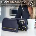 for iPhone 16 Plus case Wallet with Card Holder for Women Men Shockproof Phone case with Keychain Ring Stand Leather Zipper Credit Card Slots-Deep Blue