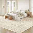 Living Room Rugs 8x10: Washable Moroccan Geometric Boho Rug Farmhouse Non Slip Stain Resistant Large Rug Low Pile Soft Carpet for Bedroom Dining Room Children Room (Beige,8'x10')