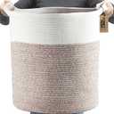 COMFY-HOMI XXL Large Laundry Basket with Handles Blanket Baskets Living Room|Woven Cotton Rope Decorative Basket Laundry Hamper Baby Basket Nursery Dog Toy Storage Organizer Bin-16x18-White Brown