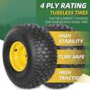 (2-Pack) 20x8.00-8 Rear Tire and Wheel Assemblies - 4 Ply Tubeless Tire Compatible Replacement for Riding Lawn Mowers - 3/4" Borehole, 3.5" Offset Hub and 3/16" Keyway