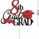 8th Grade Grad Cake TopperClass Of 2026 Graduation Decorations | Straight Outta 8th Grade Cake TopperBoy Girl Kids Eighth Grade Graduation Party Decoration Supplies Black Red
