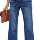GRAPENT Womens Flare Jeans High Waisted Wide Leg Baggy Jean for Women Stretch Denim Pants (Medium, Dark Blue)
