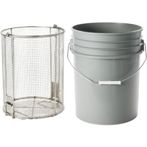 Dip-and-Drain Stainless Steel Parts Cleaning Basket with Swinging Handle 9 1/2" x 12" with 1/4" Mesh Openings (Fits Included 5 Gallon Bucket)