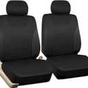 2pcs Cloth Car Seat Covers Black Universal Fit Seat Protector for Sedan, Truck, SUV Front Seats