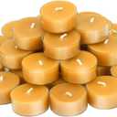Natural Beeswax Tea Candles, DEYBBY Set of 30 Handmade Beeswax Candles, Clear Cup, Great for Home Decoration