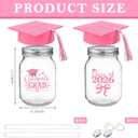 Newtay 2 Set Pink 2026 Graduation Table Decoration LED Light up Graduation Money Gift Ideas Mason Jar for Her Grad Hat Stickers Pearl String Ribbon Class of 2026 Grad Centerpiece High School College