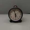 Peakeep 4" Small Battery Operated Antique Retro Analog Alarm Clock with Contour Lines in Gold for Room Decors, Silent Elegant Bedside Desk Gift Clock (Black)