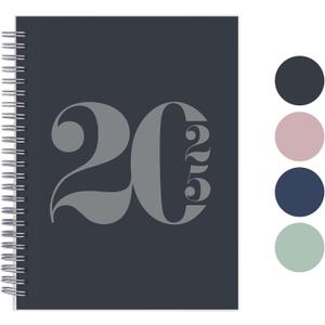 Rileys 2025 Weekly Planner - Typographic Annual & Monthly Agenda Planner, Flexible Cover, Notes Pages, Twin-Wire Binding (8 x 6 inch, Black)