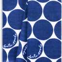 Kate Spade New York Joy Dot Kitchen Towels 2-Pack Set, Absorbent 100% Cotton Velour, Navy Blue/Cream, 17"x28"