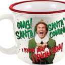 Spoontiques Elf Christmas Ceramic Camper Mug, 14oz - Microwave & Dishwasher Safe, for Cold & Hot Beverages - Smiling