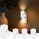 4 Pack Mini LED Night Light, Dimmable Plug-in Wall Light with Dusk to Dawn Auto On/Off, 180 Rotating Head, 3000K Soft White, 0-200 LM for Nursery, Hallway, Bathroom