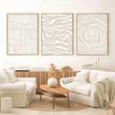 FEOFTIE Neutral Wall Art Beige Poster Modern Minimalist Canvas Printing Beige Wall Art Neutral Poster Line Art Canvas Boho Art Nordic Prints for Living Room Bedroom Office 16x24Inchx3 Unframed