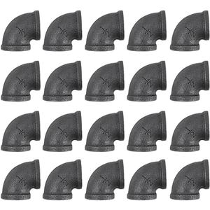 20 Pack 1/2 Inch 90 Degree Black Elbow Threaded Pipe Fittings, Cast Pipe Fittings for DIY Furniture Decorative, Steampunk Industrial Vintage Style.