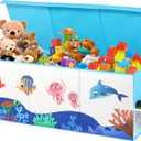 Extra Large Toy Box, Collapsible Storage Organizer with Lids, Sturdy Ocean Toy Chest for Boys Girls, 40"x14"x16" Kids Storage Bin Box Baskets for Living Room, Playroom, Bedroom, Nursery