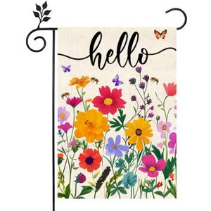 Hello Spring Garden Flag Flowers 12x18 Inch Double Sided Outside Flowers Outdoor Seasonal Holiday Welcome Yard Porch Decoration