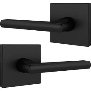 Mega Handles Prime Dummy Lever, Door Handle for Closet or French Doors, Single Side Door Levers, Non-Turning, Fits All Standard Door Sizes, Covered Screws Included - Matte Black (2 Pack) 5" (5 Inch - Covered Screws)