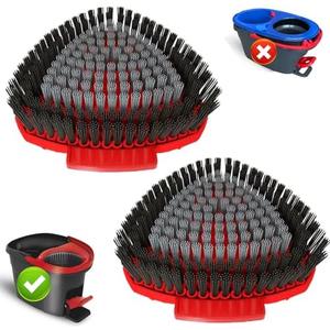 2 Pack Upgrade Scrub Brush Replace Heads Compatible with O Cedar EasyWring 1 Tank Spin Mop,Mop Replacement Scrubber Head Brush,Floor Cleaning Brush,More Layers of Bristles for Bathroom, Deck, Kitchen One Missing
