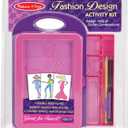 Melissa & Doug Fashion Design Art Activity Kit - 9 Double-Sided Rubbing Plates, 4 Pencils, Crayon - Fashion Plates, Travel Toys for Kids Ages 5+