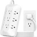 Power Strip Surge Protector, Ultra Thin Extension Cord 5ft, 9 Outlets with 4 USB (2 USB C) for Multiple Devices, Outlet Extender for Home, Office, Dorm Essential, White