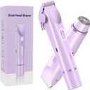 2 in 1 Bikini Trimmer for Women Dual Head Shaver Electric Razors Lady Pubic Hair, Ipx7 Waterproof Bikini Underarm Arms Leg Face Body (Purple)