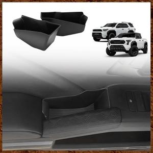 Muslogy Front Door Handle Inserts Box Interior Storage Organizer Compatible with 2024 2025 Toyota Tacoma & 2025 4Runner Accessories Door Grab Handle Pocket Side Armrest Phone Pocket Organizer 2PCS (Black)