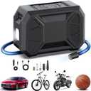 Tire Inflator Portable Air Compressor, 150 PSI Cordless Air Pump for Car Tire 12V DC Dual Power Battery Electric Bike Tire Pump with Pressure Gauge LED Light for Car, Motorcycle, Bicycle, Bike, Ball