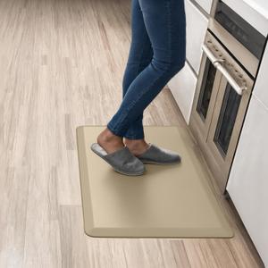 Anti Fatigue Kitchen Mats for Floor | Padded Kitchen Rugs | Non Slip, Cushioned Standing Desk Mat | Waterproof Floor Mat for Home and Office | 17.3" x 28" X 0.47", Beige, 1-Pack | More Dcor