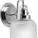 Progress Lighting P2989-15 Archie Collection Clear Double Prismatic Glass Coastal Bath Vanity, 1-Light, Polished Chrome