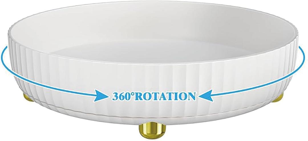 Bathroom Organizers and Storage - 360 Rotating Storage Tray, Lazy Susan Organizer, Cosmetics and Perfume Organizer, Desktop Storage Tray for Cosmetics and Skincare Products, White (8.7")