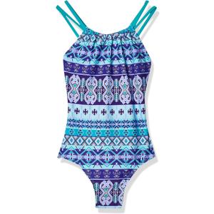 Kanu Surf Girls' Jasmine Beach Sport Halter One Piece Swimsuit (12, Mahina Purple)