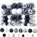 100PCS Shatterproof Christmas Ball Ornaments Set, Premium Xmas Tree Decorations for Family with Kids & Pets, Multi-Size Mix for Large Tree, Wreath, Garland & Home Decor, Black White
