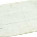 Deco 79 Marble Oval Tray with Gold Twisted Leaf Handles, 20" x 10" x 2", White