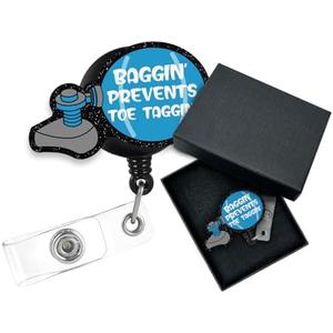 Cusrtyh,Baggin Prevents Toe Taggin,Funny Nurse Retractable Badge Reel with Alligator Clip, Gift for Paramedic Nurses Doctors Medical Work，Nurse Gift, Night Shift, Respiratory Badge Reel , Pack of 7