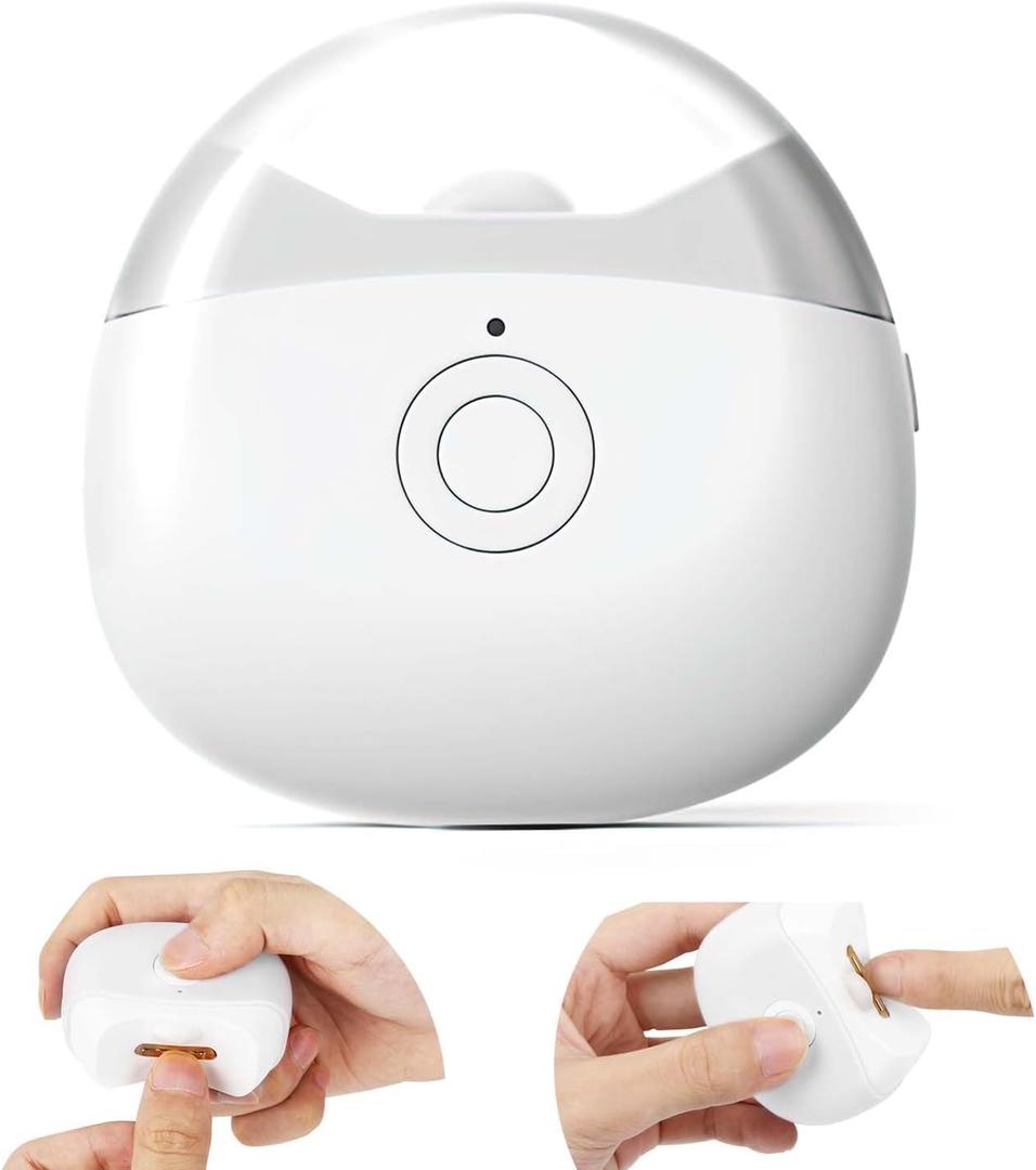 Automatic Electric Nail Clipper with LED Light & 2 Speeds with Nail Scraps Storage, USB Rechargeable Safety Fingernail Trimmer for Baby, Children, Kids, Adult, Seniors and Caregivers, White