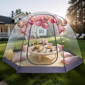 Screen Houses Pop-up Outdoor Camping Tent, 540 Degree Fully Transparent Non Dead Corner Gazebo