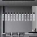 Modern Crystal Chandeliers LED Pendant Light for Kitchen Island Dining Room Entrance Foyer Living Room 6000K Black, 12-lights