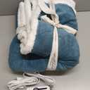 MARNUR Heated Blanket Twin Size 62"x 84", Flannel & Sherpa Electric Blanket with 10 Hours Timer, 6 Heat Settings, Machine Washable, Blue