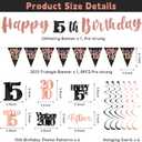 15th Birthday Decorations for Girls, Black Rose Gold Happy 15th Birthday Banner Hanging Swirls Vintage 2010 Birthday Decorations Kit Hello 15 Party Supplies