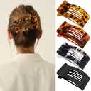 4 PCS Flat Hair Clips for Women, Lay Down Claw Clip Strong Hold Square Hair Accessories for Thick & Thin Hair, French Non-slip Hair Clips, Leopard Color 2