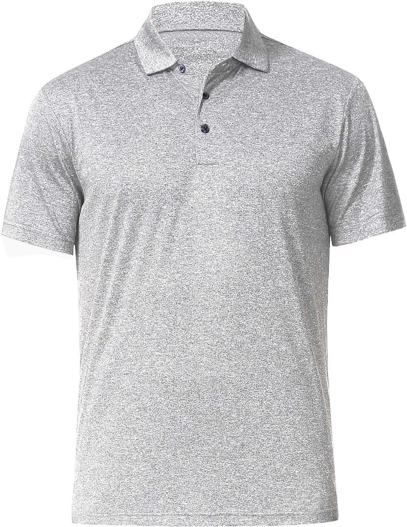 Men's Dry Fit Golf Polo Shirt (Large, Light Grey)