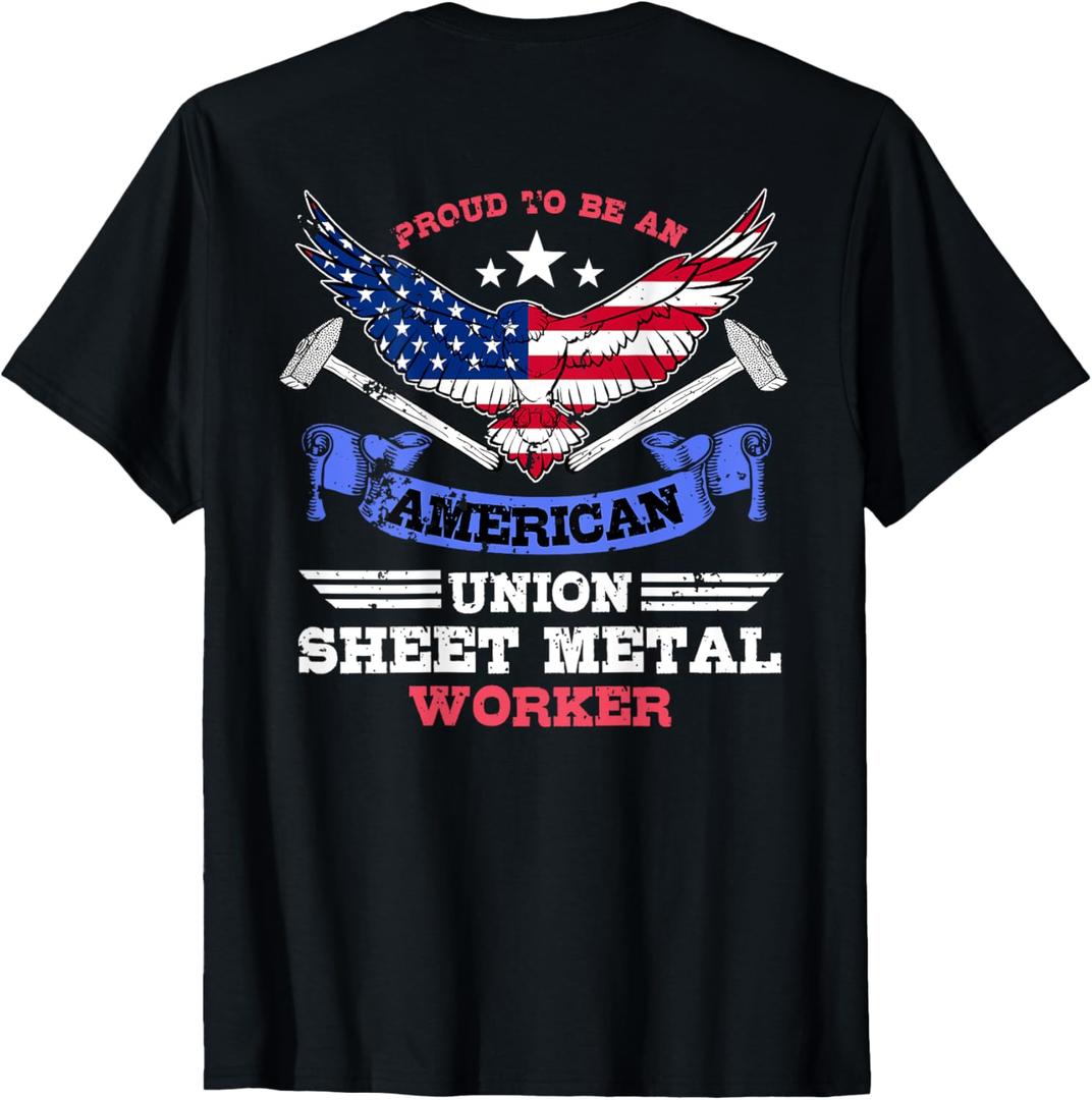 Sheet Metal Worker Gifts Design On Back Of Shirt T-Shirt L