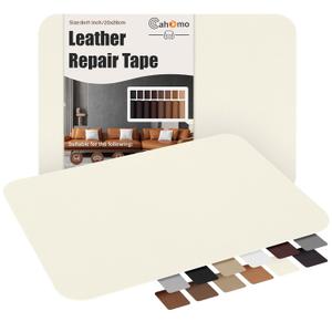 Cahomo Self-Adhesive Leather Repair Patches Tape for Couches - 8x11 inch, Vinyl & Leather Repair Kit for Furniture, Car Seats, Handbags, Jackets - Beige White