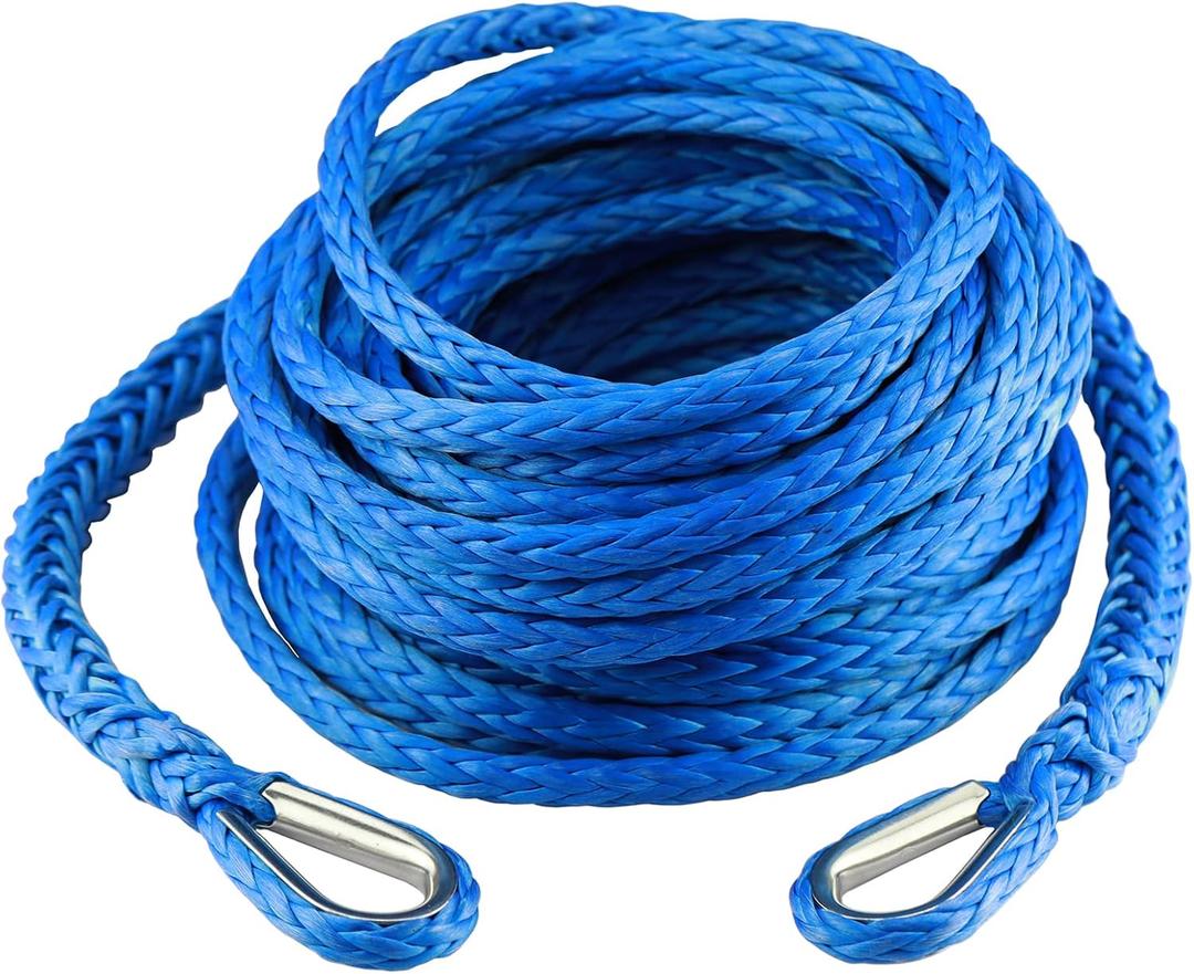 Ucreative 3/8 Inch x 50 Feet Synthetic Winch Rope Extension 26,500 Lbs for Off Road Vehicle ATV UTV SUV Blue