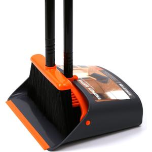 TreeLen Broom and Dustpan Set with 52" Long Handle for Home Kitchen Room Office Lobby Floor Use Upright Stand Up Stand Up Broom with Dustpan Combo