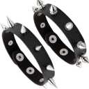 Leather Cuff Bracelet Punk Bracelet Rock Braided Rivets Wristband for Men Women Adjustable (A1:2PCS)