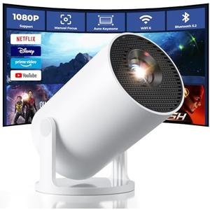 CLOKOWE Mini Projector with WiFi and Bluetooth - Built-in Apps, Smart Portable Projector with 180° Rotation, Auto Keystone, Support 1080P, Compatible with HDMI/USB/TV Stick/Smartphone/Laptop