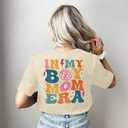 Mom Shirt for Women Boy Mama Graphic Short Sleeve Mom Life Casual Tee Tops (S)