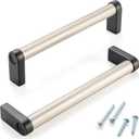 5 Pack 5 Inch Knurled Nickel and Black Cabinet Pulls Silver and Matte Black Cabinet Handles AP1311 Knurled Kitchen Hardware for Cabinets Drawers Dresser Cupboard Bedroom Bathroom Vanity