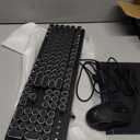 Typewriter Mechanical Gaming Keyboard and Mouse, Metal Panel Retro Keyboards with Round Keycap Blue Switch, Rainbow LED Backlit 104-Key Anti-Ghost Wired Mouse and Pad Combo for PC Laptop Mac Gamer